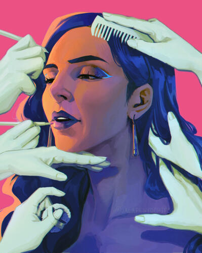 Single char. bust +additional elements (hands)