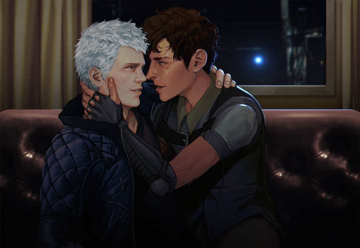 Two char. half-body w/ background