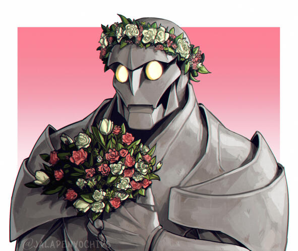 Single char. bust w/shading +additional (flowers, armor design)