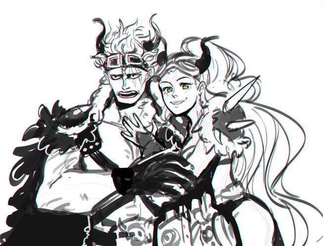 Two char. half-body (B&W)